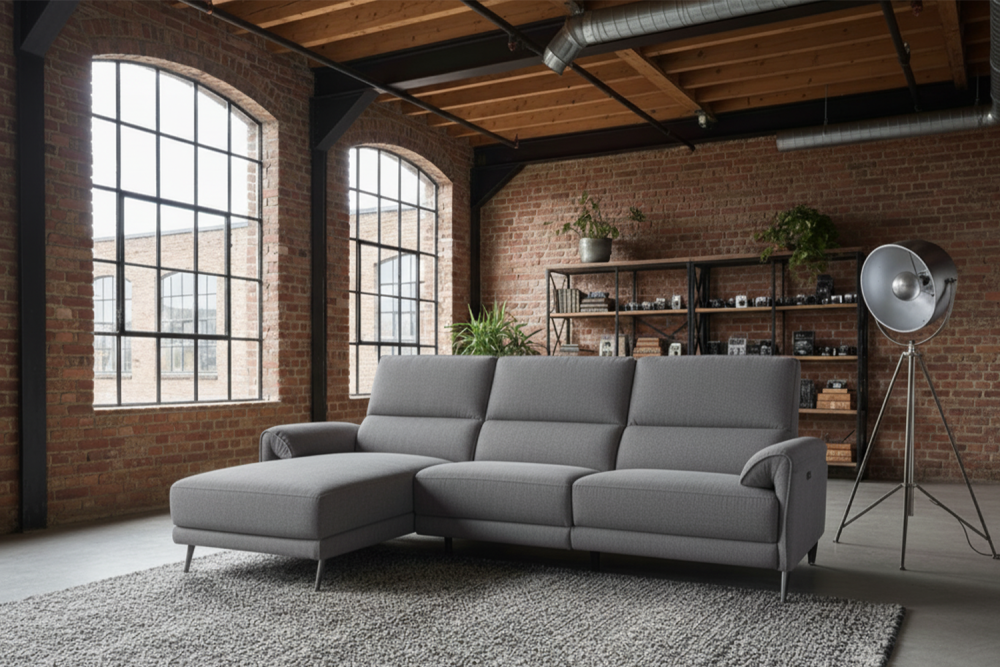 KAWOLA Sofa ADRIANA Ecksofa mit Relaxfunktion Stoff anthrazit