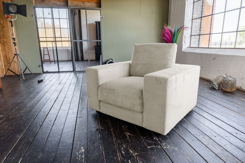 KAWOLA Sessel MADELINE Cord cremeweiß