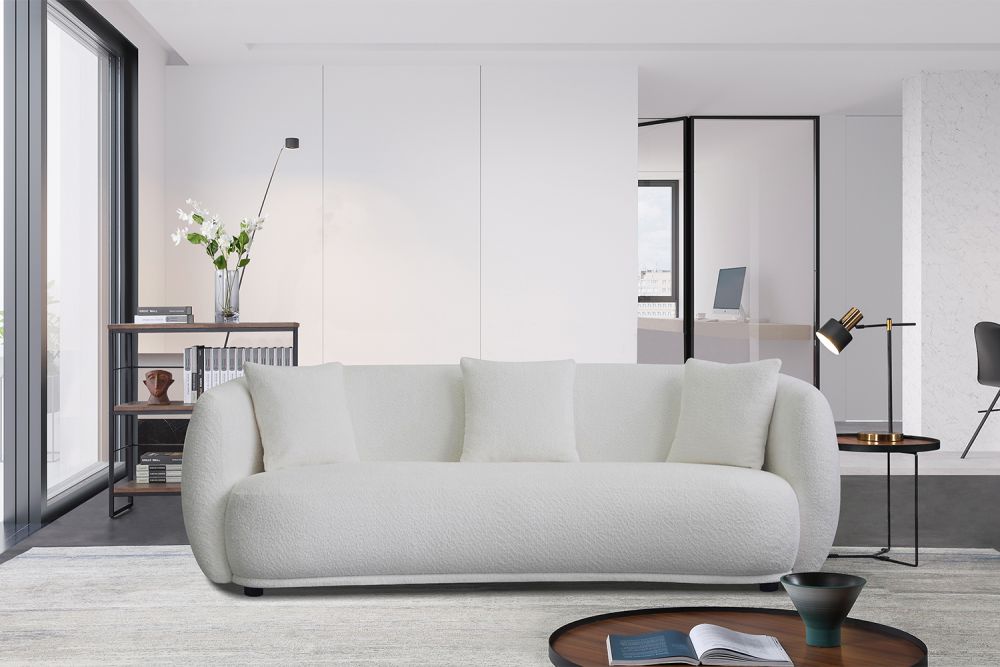 B-Ware KAWOLA Sofa RADA 3-Sitzer Stoff cremeweiß