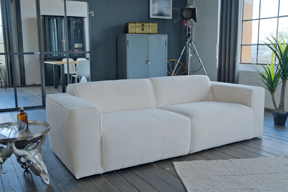 KAWOLA Sofa NELE 3-Sitzer Stoff cremeweiß