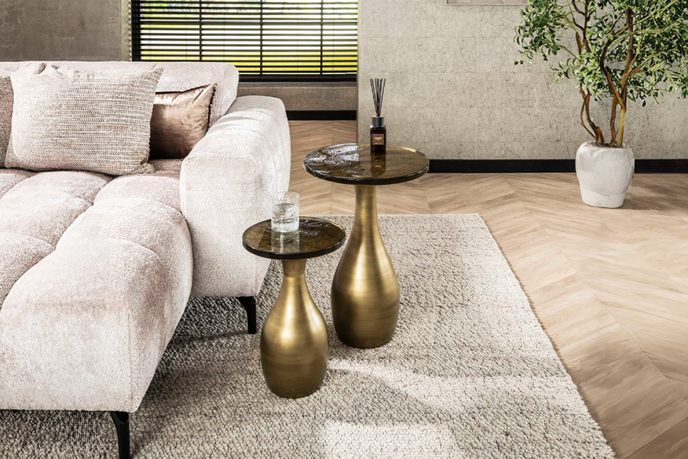 KAWOLA Beistelltisch MOKKA S Glas gold