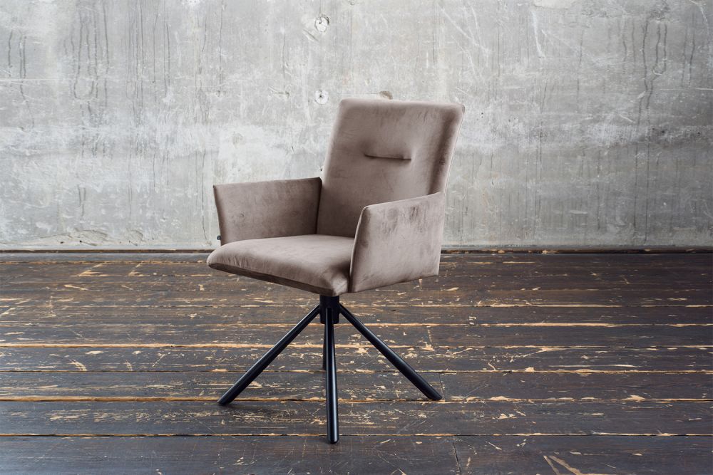 KAWOLA Esszimmerstuhl KYRA Drehstuhl Velvet taupe