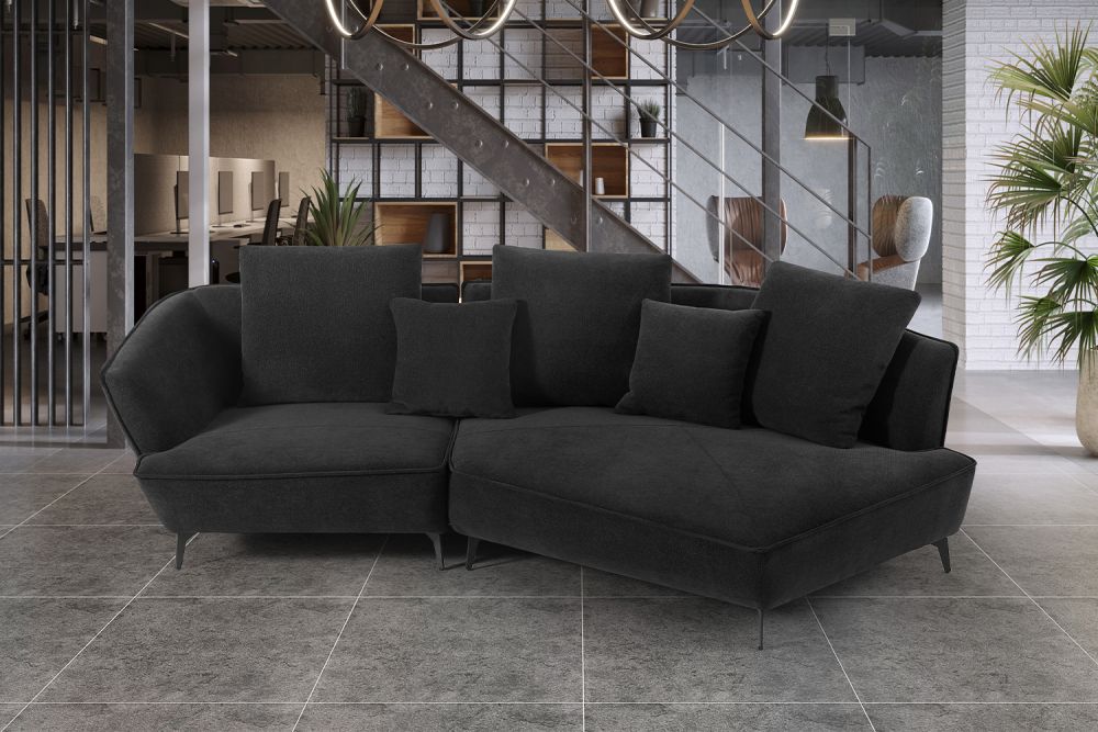 B-Ware KAWOLA GARBO Designsofa Stoff schwarz