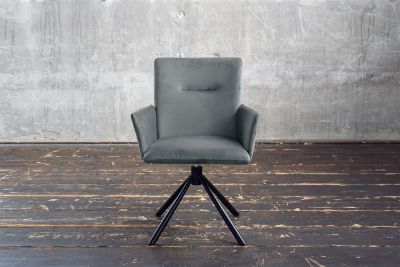 KAWOLA Esszimmerstuhl KYRA Drehstuhl Velvet blaugrau KAWOLA Esszimmerstuhl KYRA Drehstuhl Velvet blaugrau