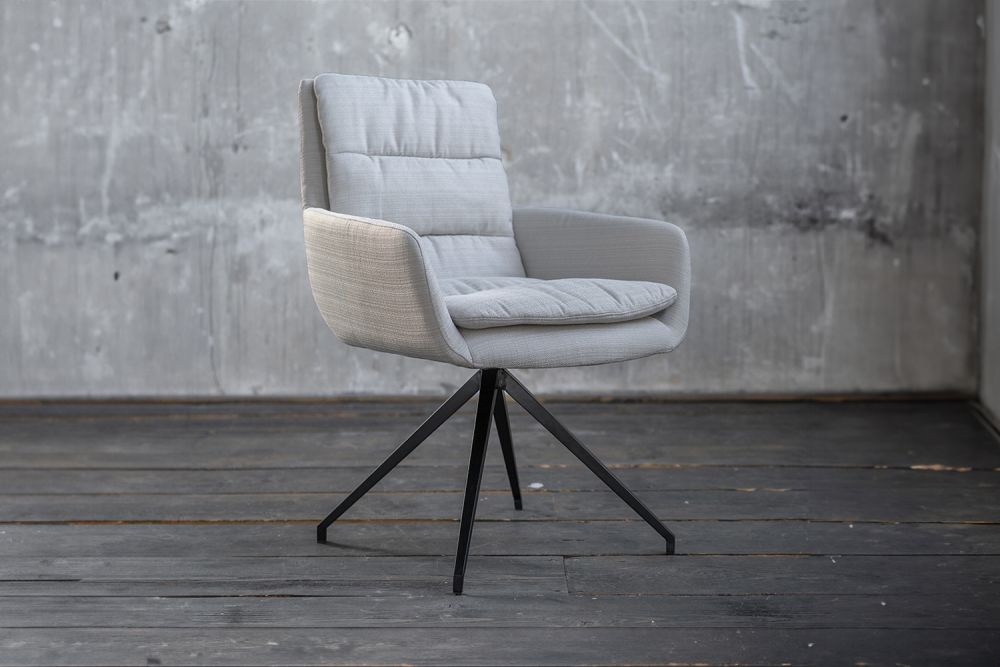 B-Ware KAWOLA Drehstuhl VINCE Drehsessel Stoff hellgrau