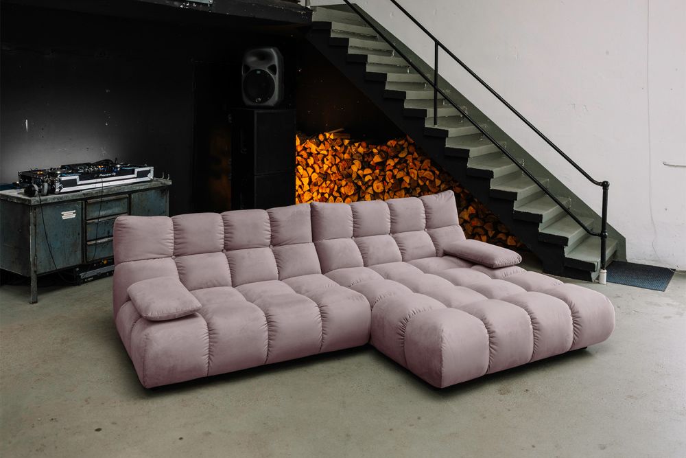 KAWOLA Sofa VIVIEN Ecksofa Velvet roségrau
