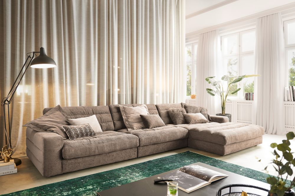KAWOLA Sofa LANA XL Ecksofa Cord taupe