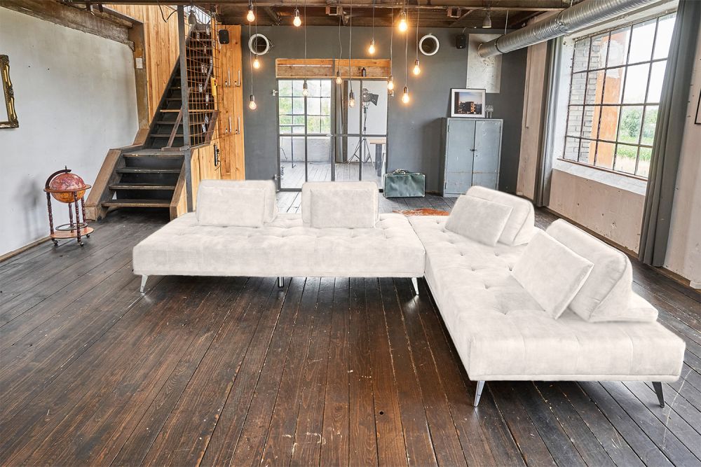 KAWOLA Sofa WIOLO Ecksofa velvet cremeweiß