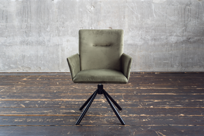 KAWOLA Esszimmerstuhl KYRA Drehstuhl Velvet olivgrün KAWOLA Esszimmerstuhl KYRA Drehstuhl Velvet olivgrün