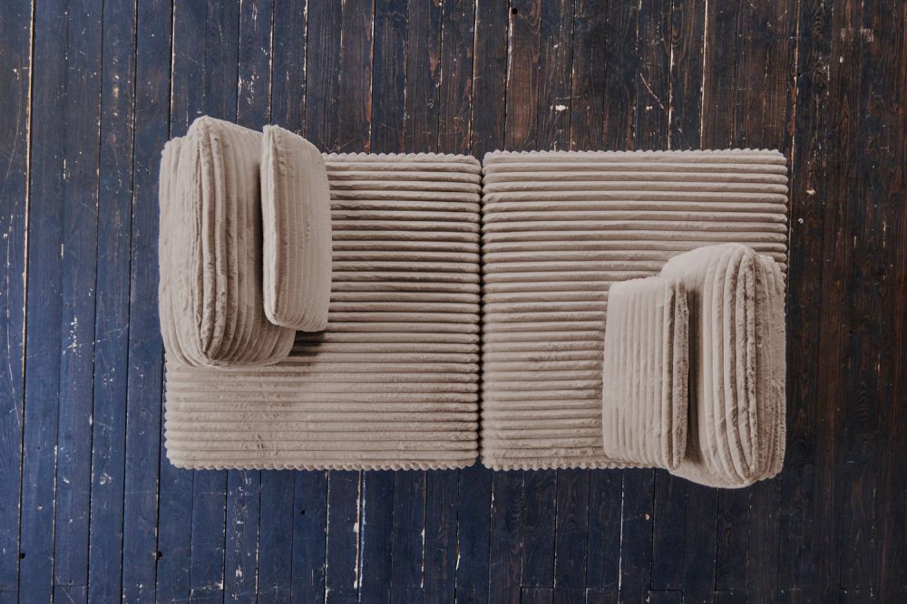 KAWOLA Modulsofa WIOLO SOFT 2 Module 2 Rückenkissen Weicher Breitcord taupe