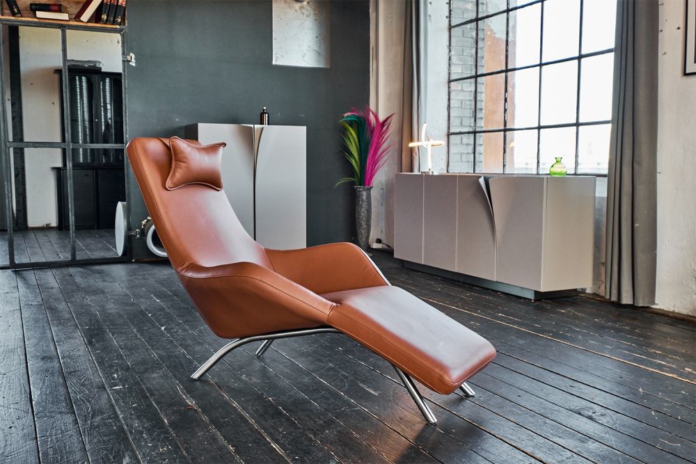 B-Ware KAWOLA Relaxliege CAVAL Leder braun