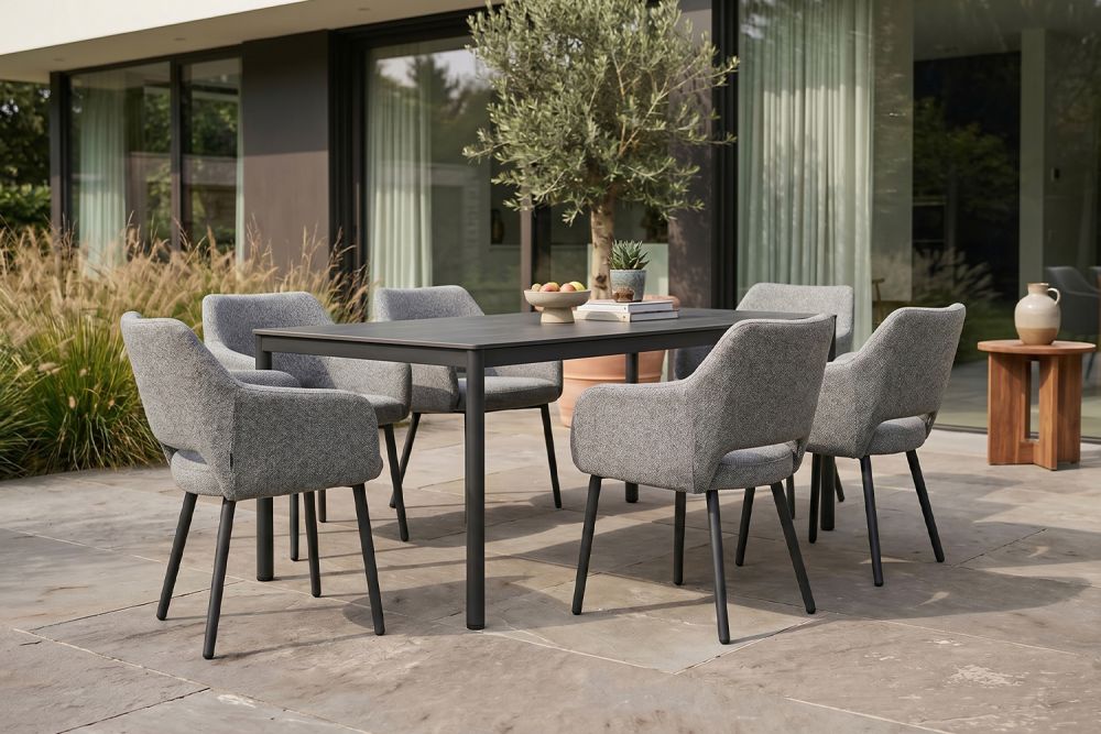 KAWOLA Gartenmöbel Set AMUR 7-tlg. Aluminium grau