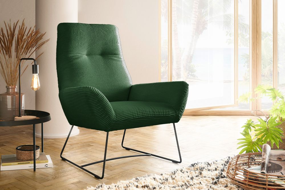 KAWOLA Sessel BISA Cord smaragd