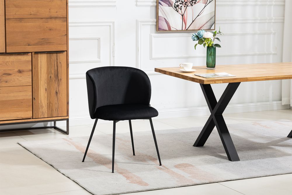 B-Ware KAWOLA Stuhl LENA Esszimmerstuhl Velvet schwarz