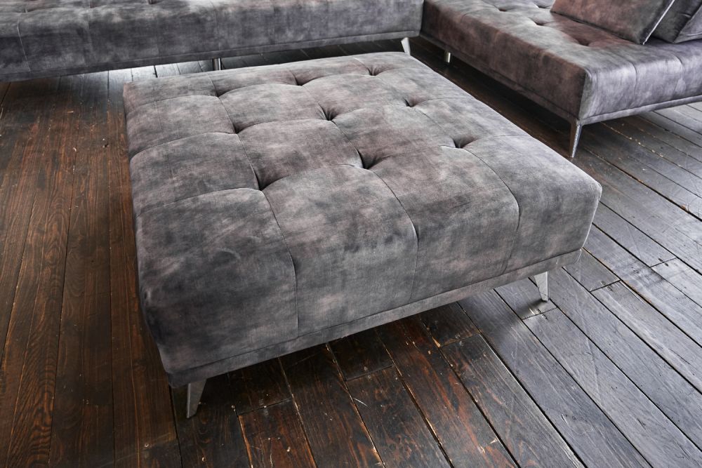 B-Ware KAWOLA Hocker WIOLO velvet anthrazit