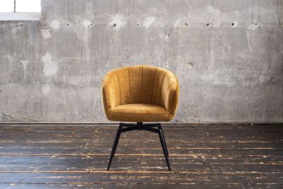 KAWOLA Esszimmerstuhl LIMA Drehstuhl Stoff gold