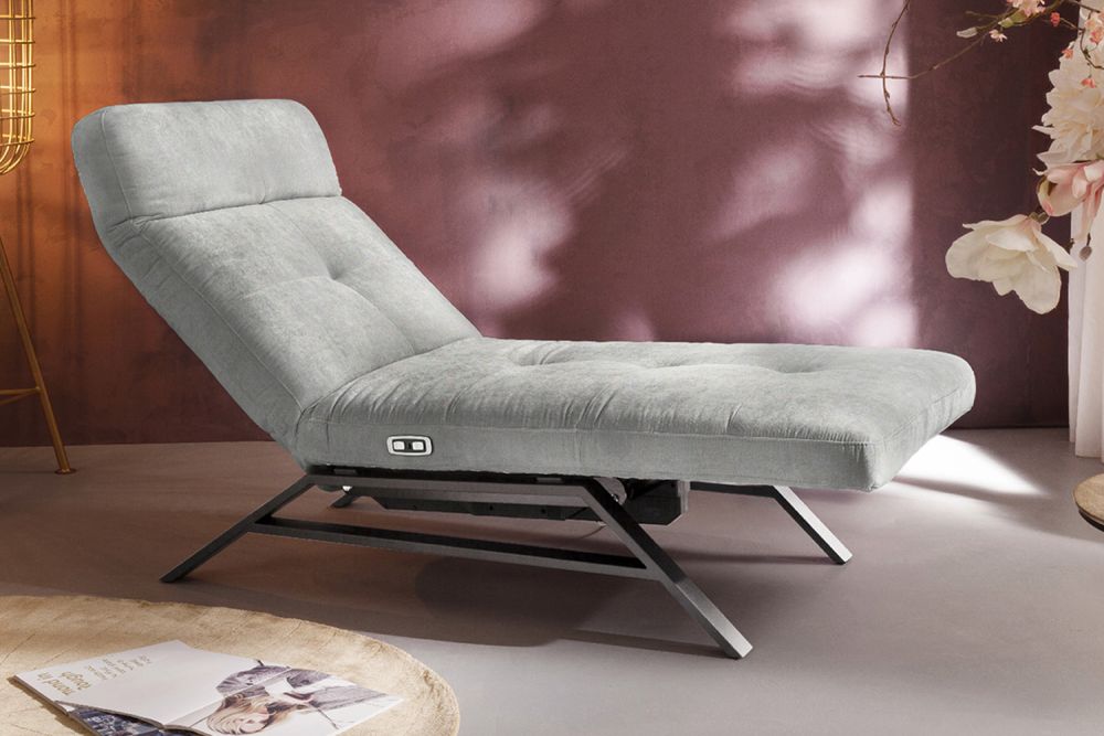 B-Ware KAWOLA Liege AMERIVA Sessel Relaxliege Velvet silber