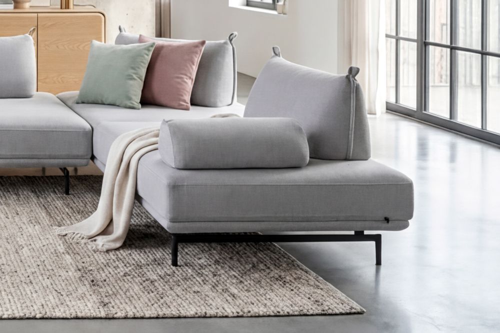 KAWOLA Kissen CANE Armlehnkissen Stoff grau