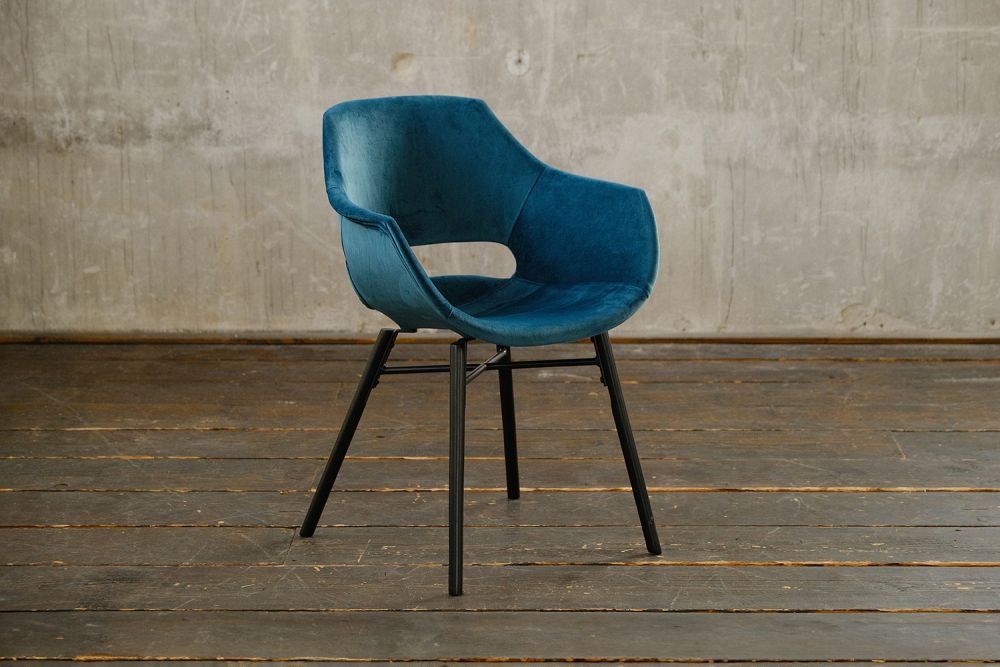 B-Ware KAWOLA Stuhl ZAJA Esszimmerstuhl Velvet petrol