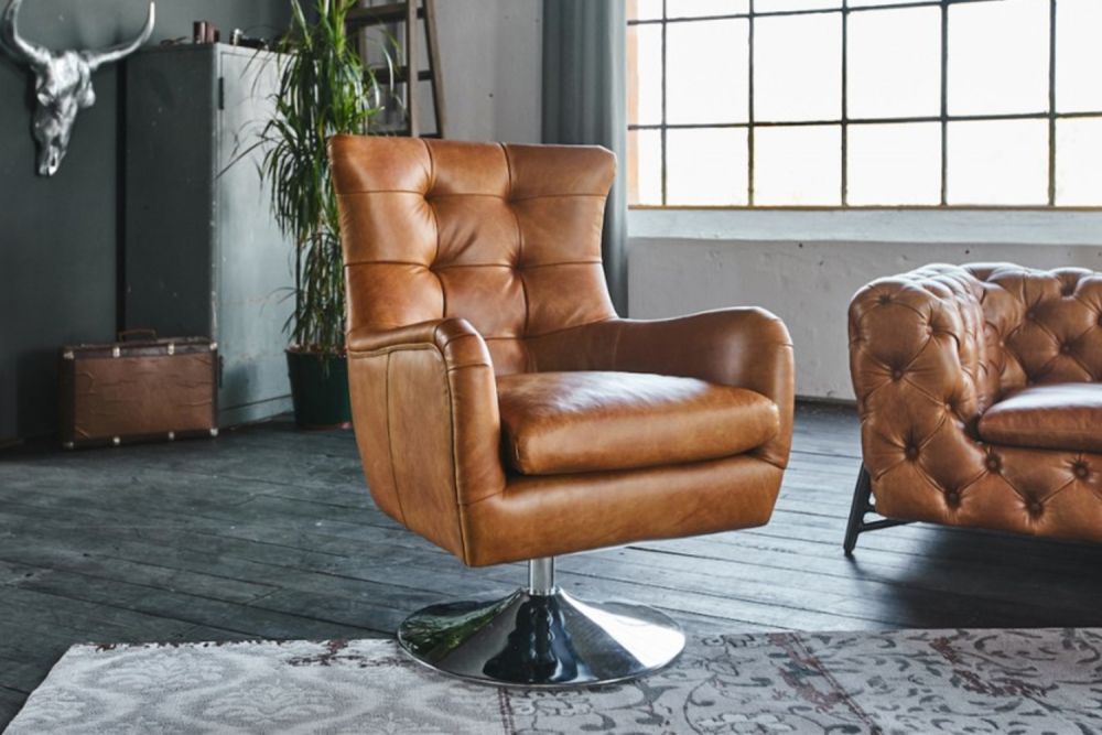 B-Ware KAWOLA Sessel Relexa Leder cognac B/H/T: 69x77x95cm