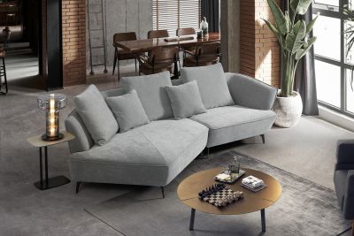 KAWOLA Sofa GARBO Designsofa Stoff grau links