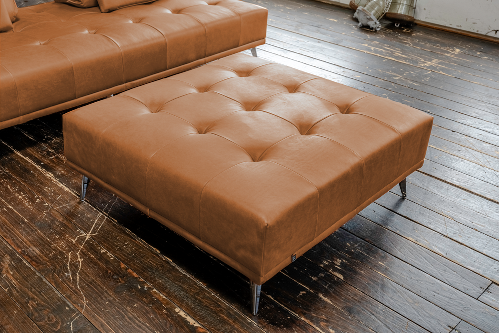 KAWOLA Hocker WIOLO Leder cognac