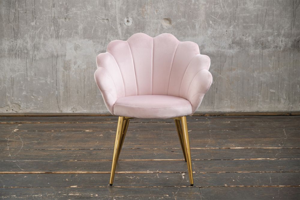 KAWOLA Stuhl CARLA Esszimmerstuhl Velvet rosa Fuß gold