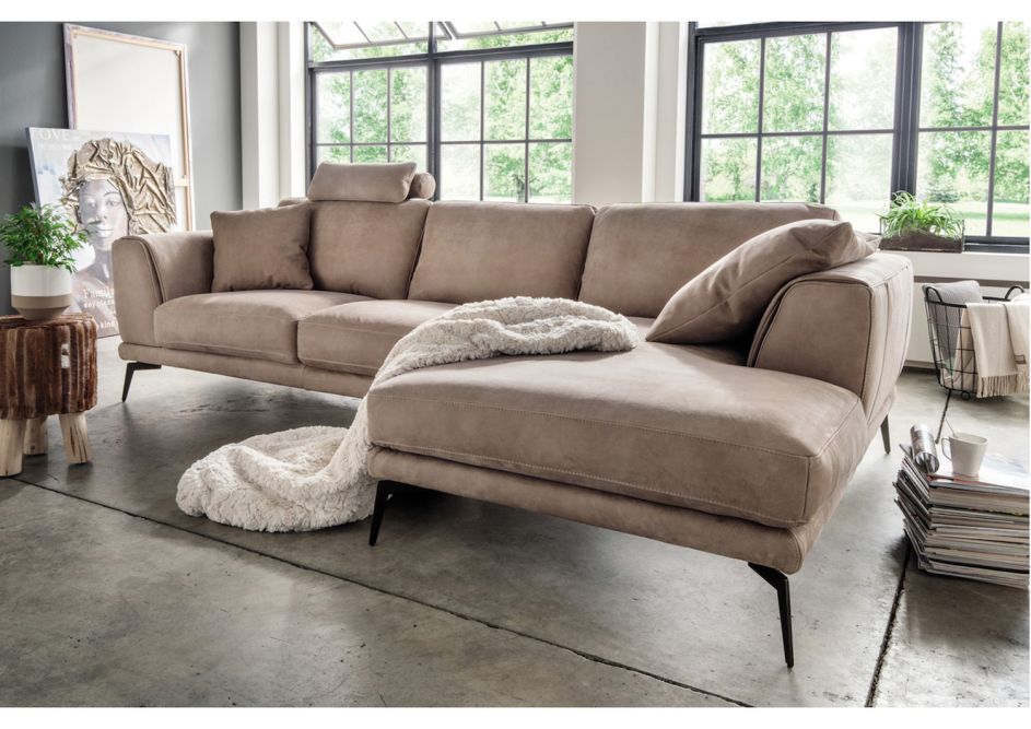 KAWOLA Ecksofa DESIDE Sofa Leder grau