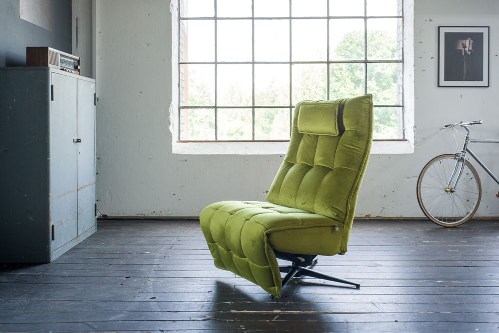 B-Ware KAWOLA Sessel MIKO Relaxsessel drehbar Velvet grün
