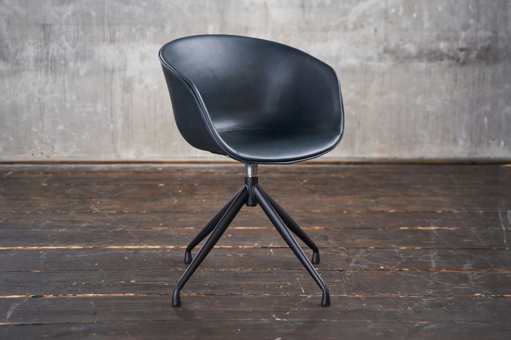 B-Ware KAWOLA Stuhl DANI Esszimmerstuhl mit Drehfunktion Kunstleder blau