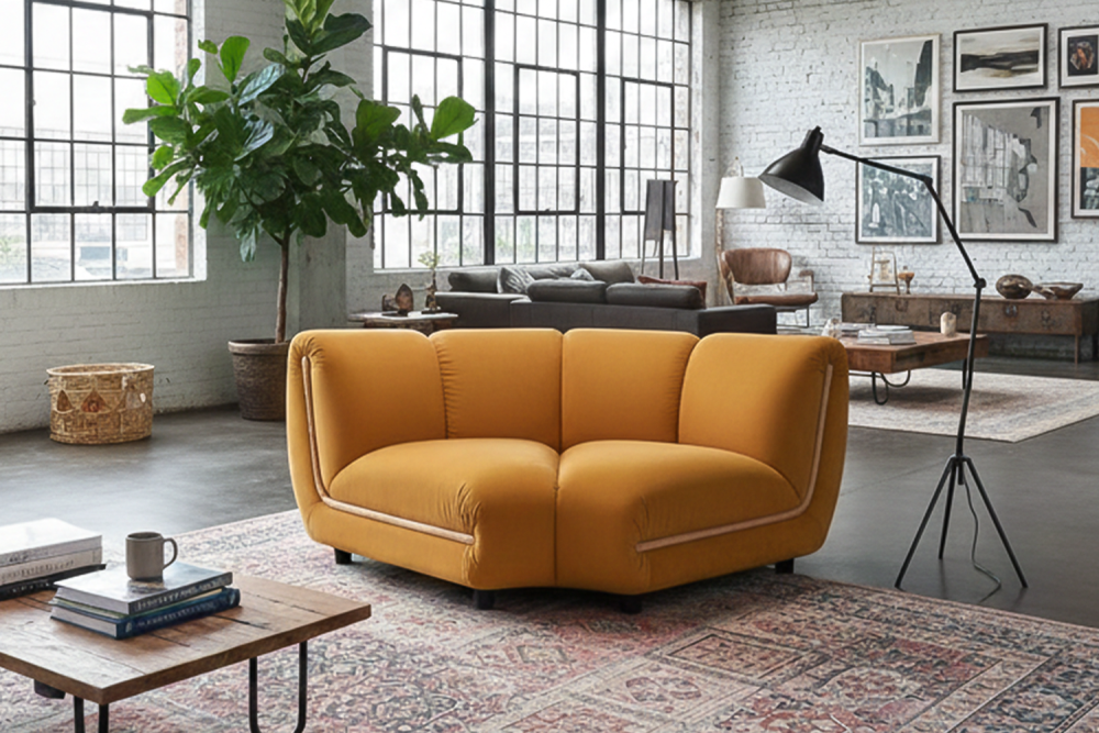 KAWOLA Sessel LAYLA Eckelement Velvet gelb