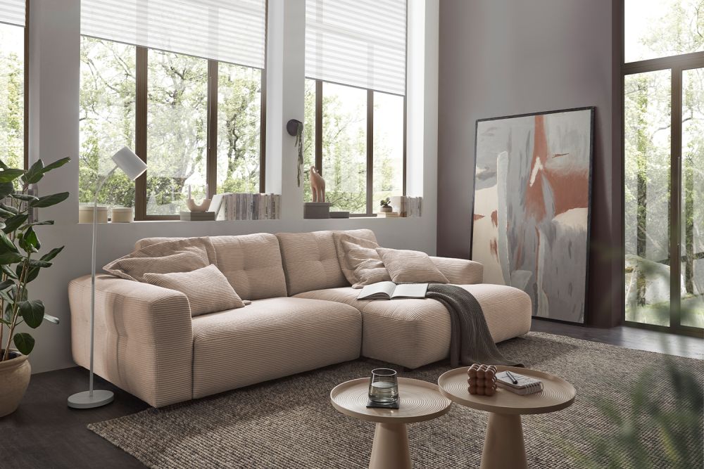 KAWOLA Sofa MIKA Ecksofa Cord taupe