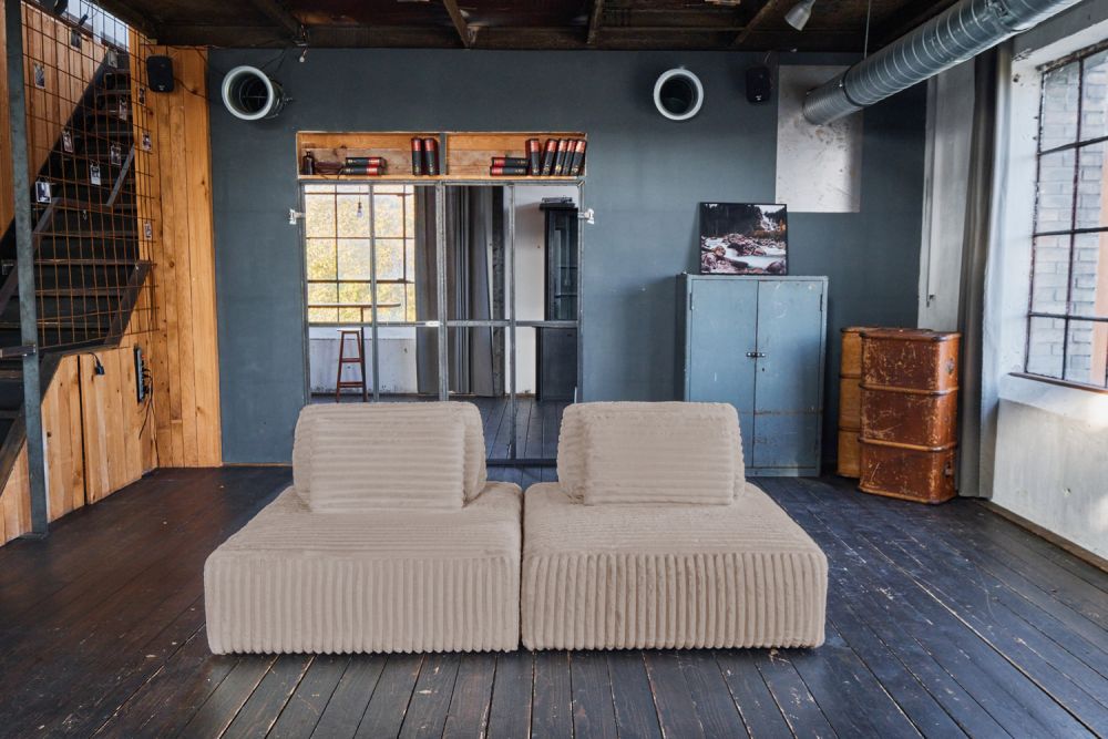 KAWOLA Modulsofa WIOLO SOFT 2 Module 2 Rückenkissen Weicher Breitcord taupe