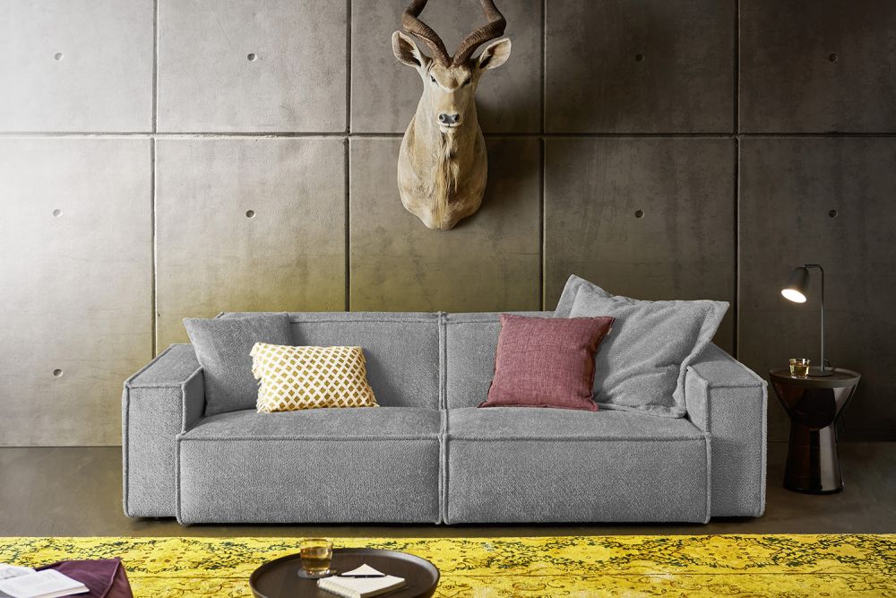 KAWOLA Sofa SAMU Stoff grau