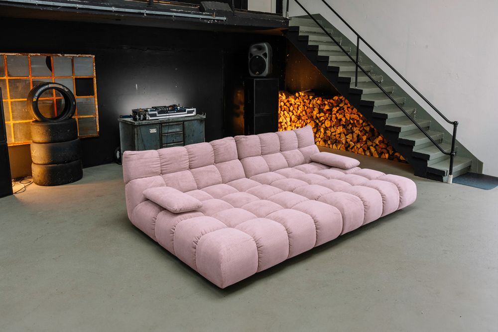 KAWOLA Big Sofa VIVIEN Feincord rosa