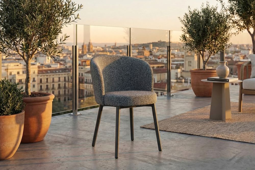 KAWOLA Gartenstuhl INDUS Outdoor Stoff grau Aluminium