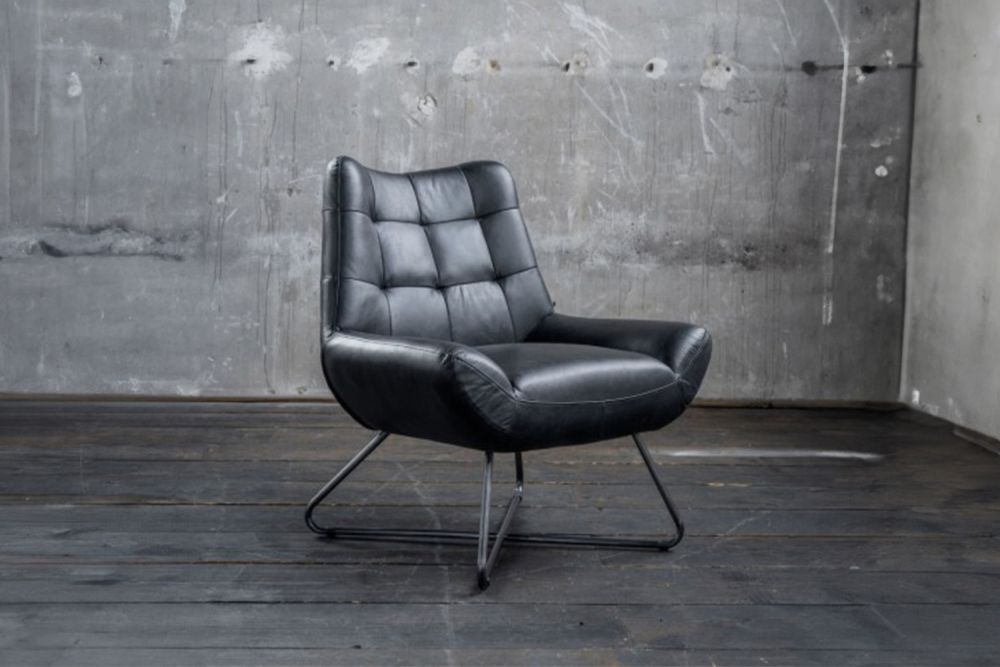 B-Ware KAWOLA Sessel Snooze Leder schwarz B/H/T: 82x93x76cm