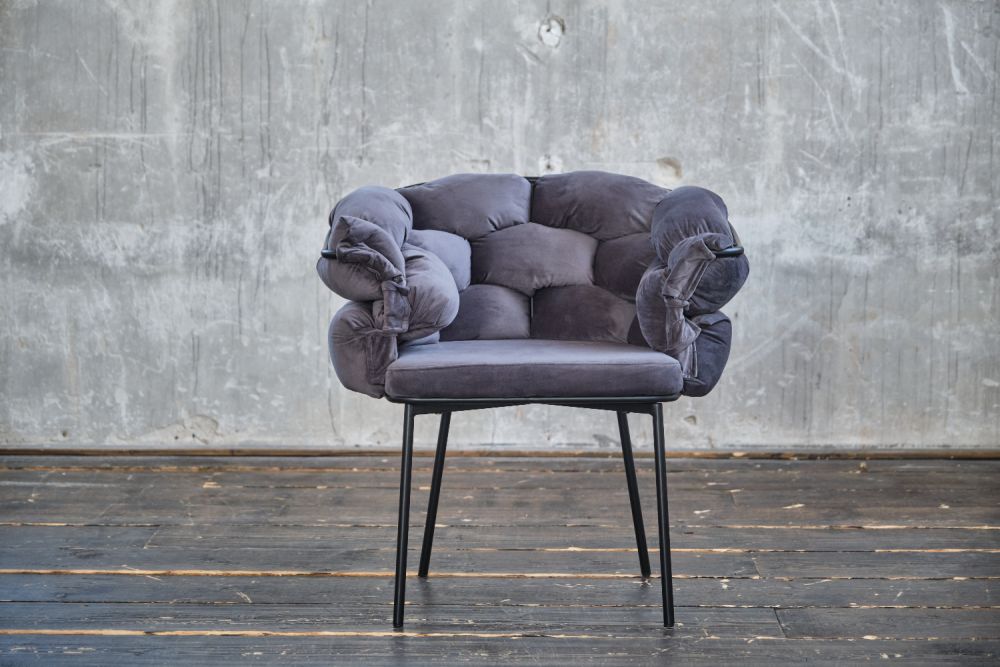 B-Ware KAWOLA Stuhl MONTY Designstuhl Velvet grau