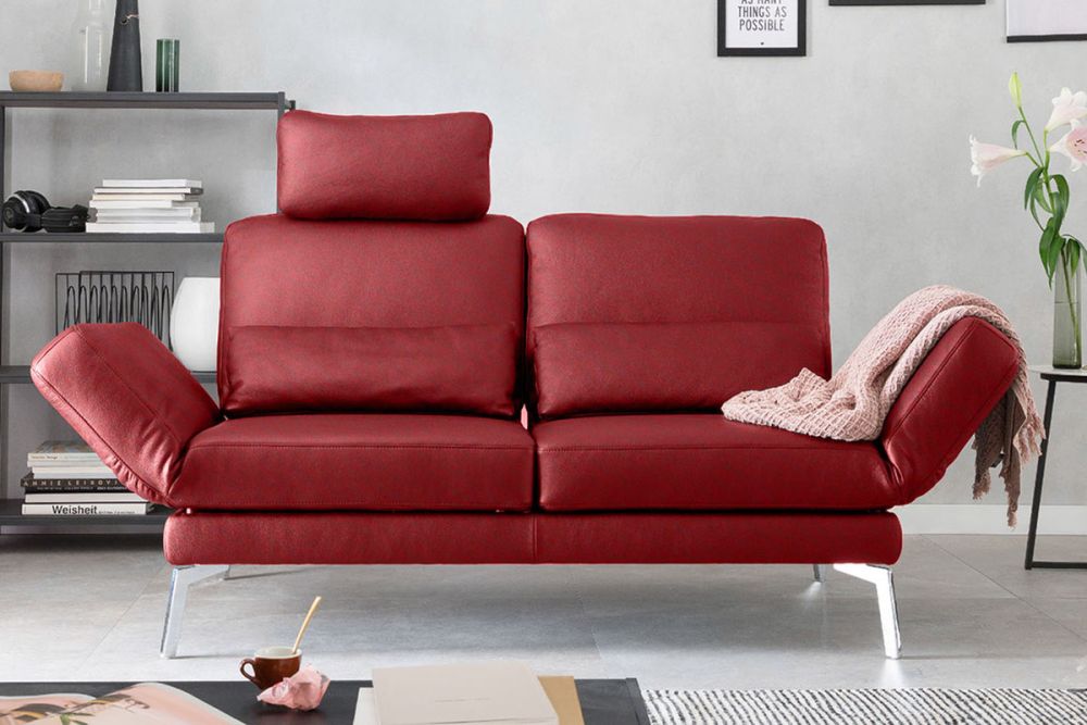 KAWOLA Sofa HURRICANE 2-Sitzer Leder rot