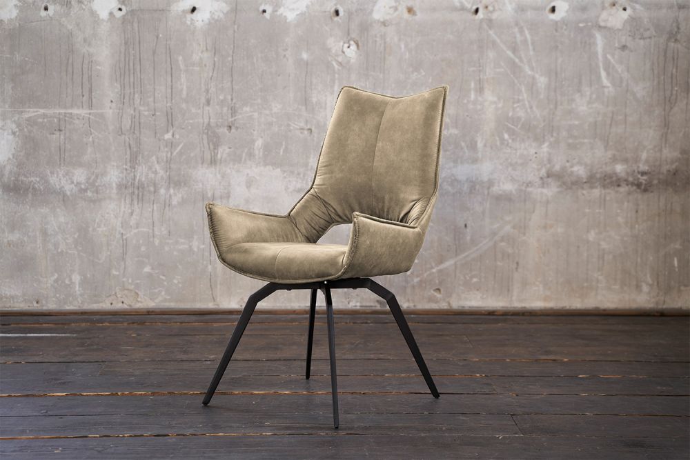 B-Ware KAWOLA Esszimmerstuhl SIVO Drehstuhl Stoff beige