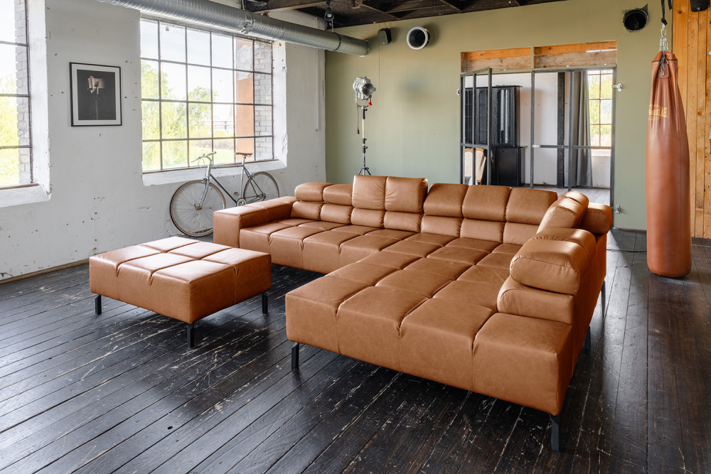 KAWOLA Sofa NELSON Ecksofa Leder cognac