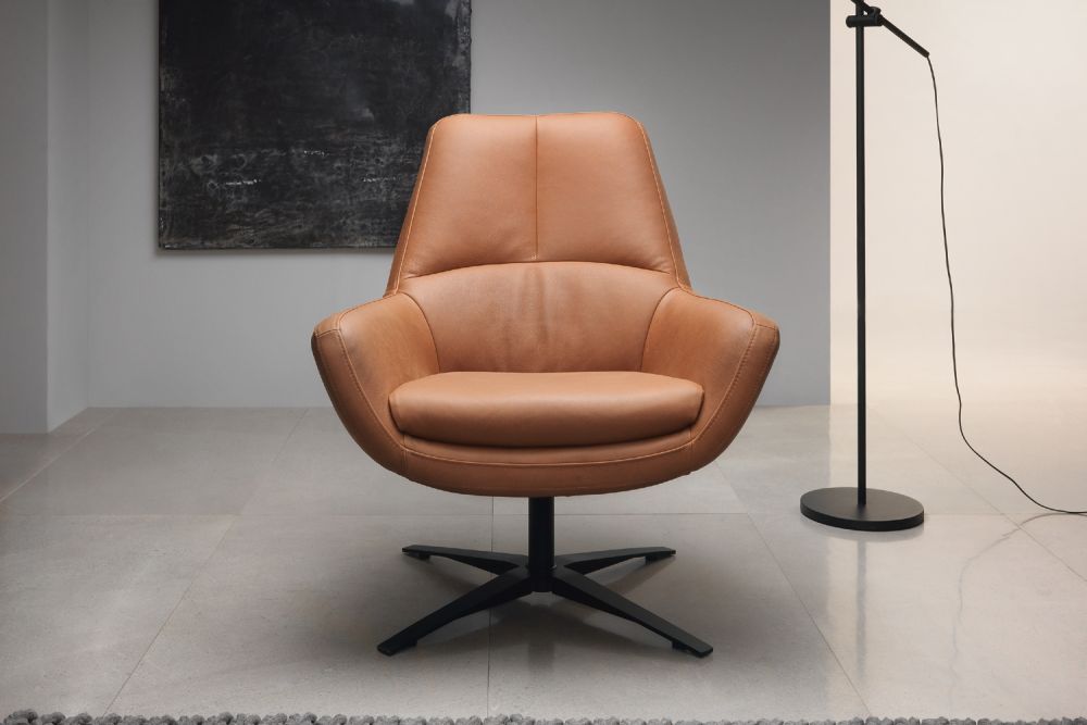 KAWOLA Drehsessel BALTIC Sessel Leder cognac