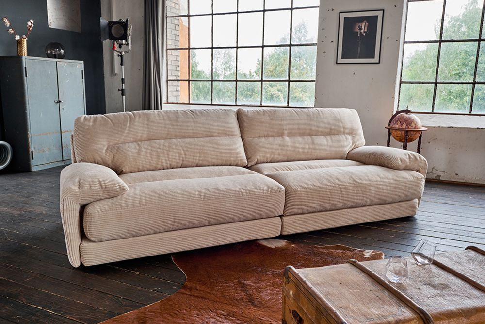 B-Ware KAWOLA Sofa CINE XXL-Sofa 3-Sitzer Cord braun