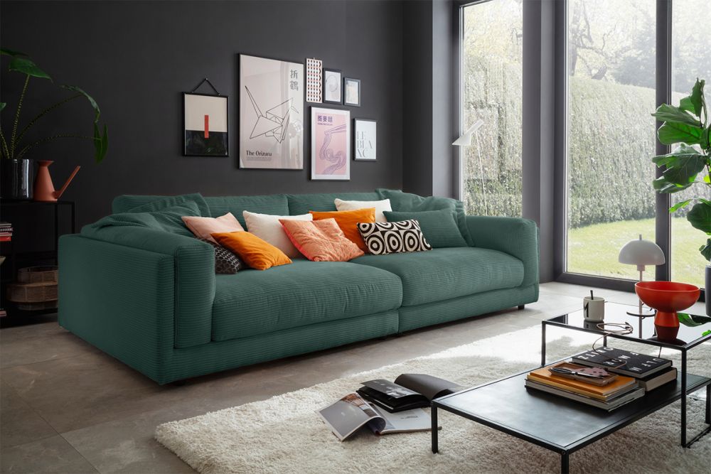 KAWOLA Big Sofa RAINA Cord smaragd