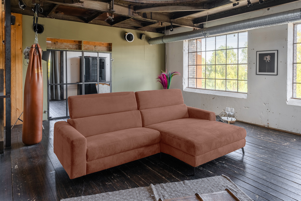 KAWOLA Sofa LAISKA Ecksofa Cord rost