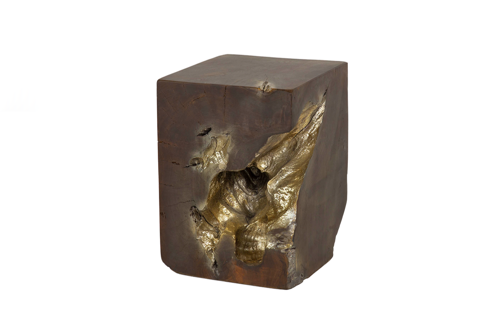 KAWOLA Couchtisch KURA Beistelltisch quadratisch Teakholz massiv dunkelgrau