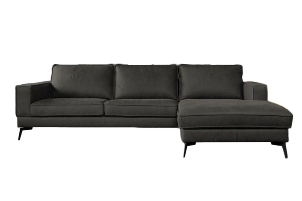 B-Ware KAWOLA Sofa Bloomsbury BLOOM leder anthrazit recamiere rechts