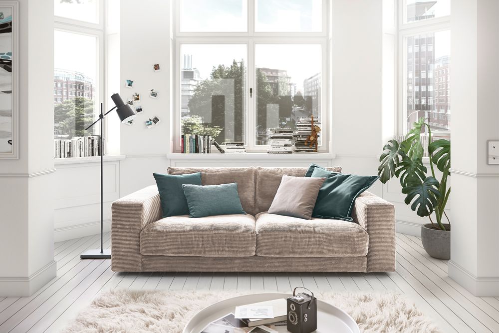 B-Ware KAWOLA Sofa MADELINE 2-Sitzer Cord taupe