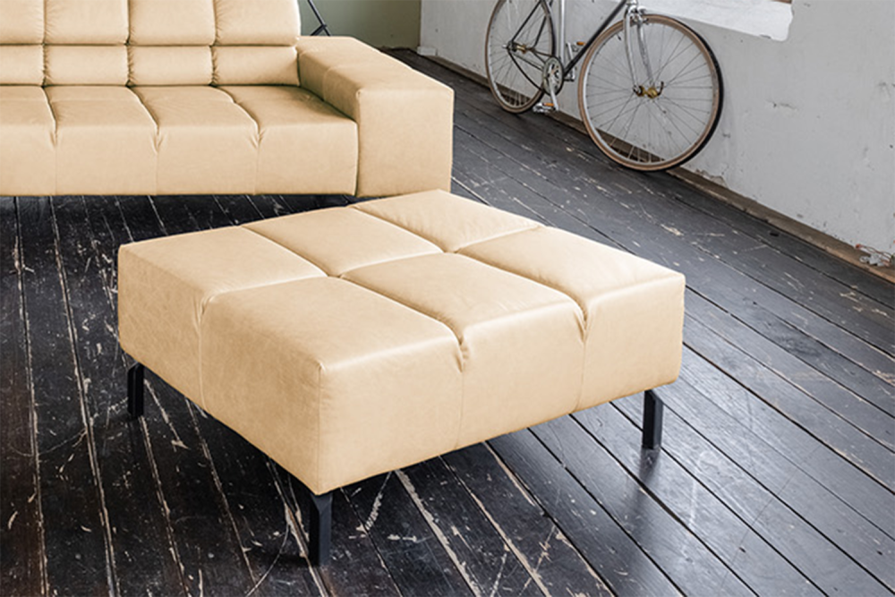 KAWOLA Polsterhocker NELSON Hockerbank Leder beige