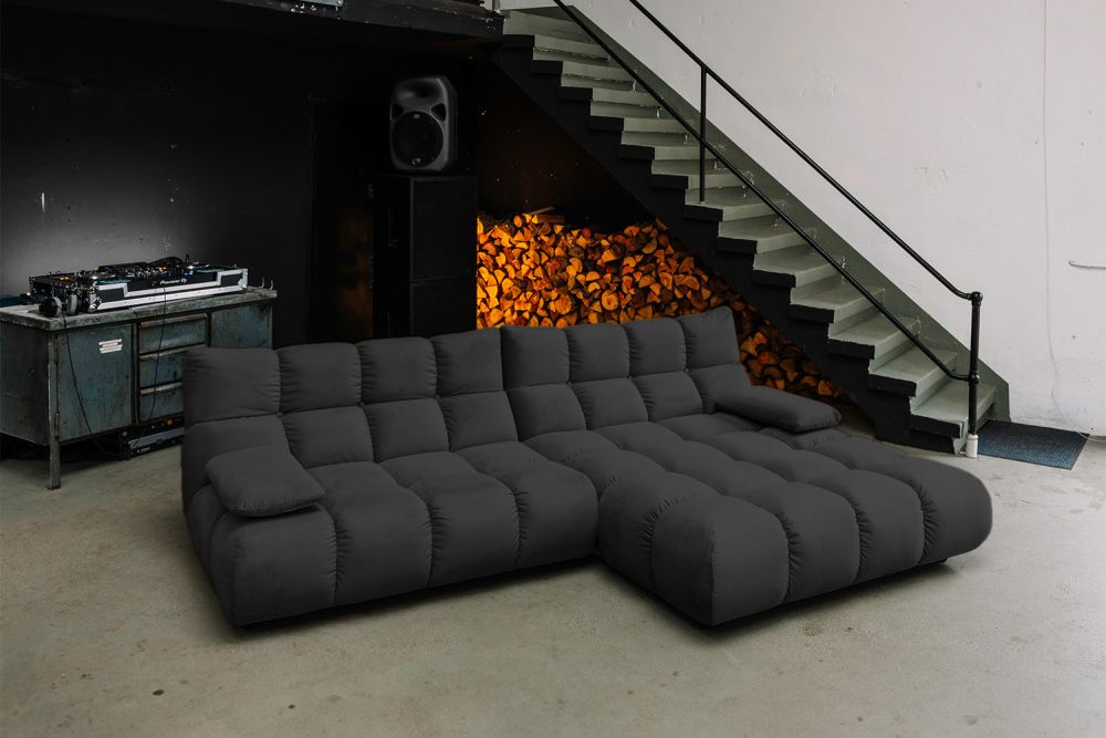 KAWOLA Sofa VIVIEN Ecksofa Velvet schwarz